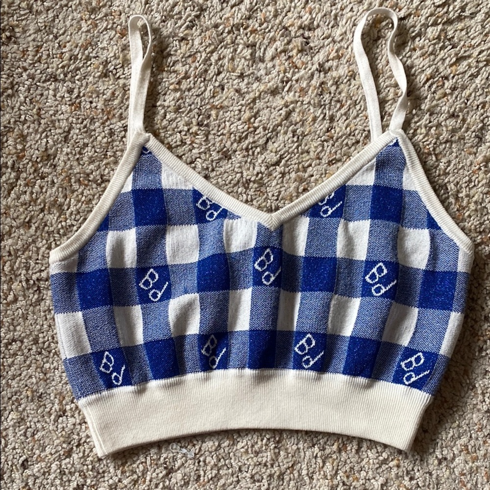 Baum Und Pferdgarten Blue and White Fitted Crop Camisole